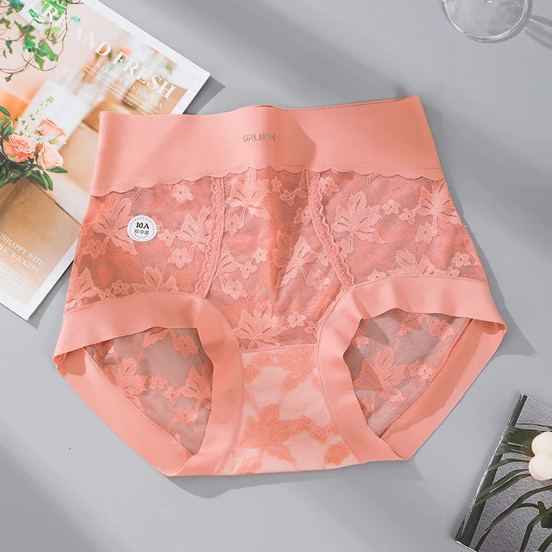 French Lace High Waist Plus Size Womens Panties 100KG Cotton Tummy Control Hip Lift Antibacterial Extended Sexy Underwear 250609