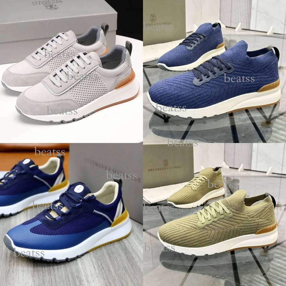 designer sneaker Brunello Cucinelli Mens womens BC low Knitted mesh Casual leather Loafers dress shoe Flat walk run Outdoor sport tennis Training shoes size 39-46
