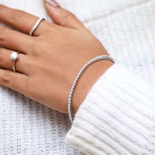 New Design 2mm Tennis Bracelet 925 Sterling Silver Cubic Zirconia Diamond Gold Plated Link Chain for Women Men Fine Jewelry Bulk