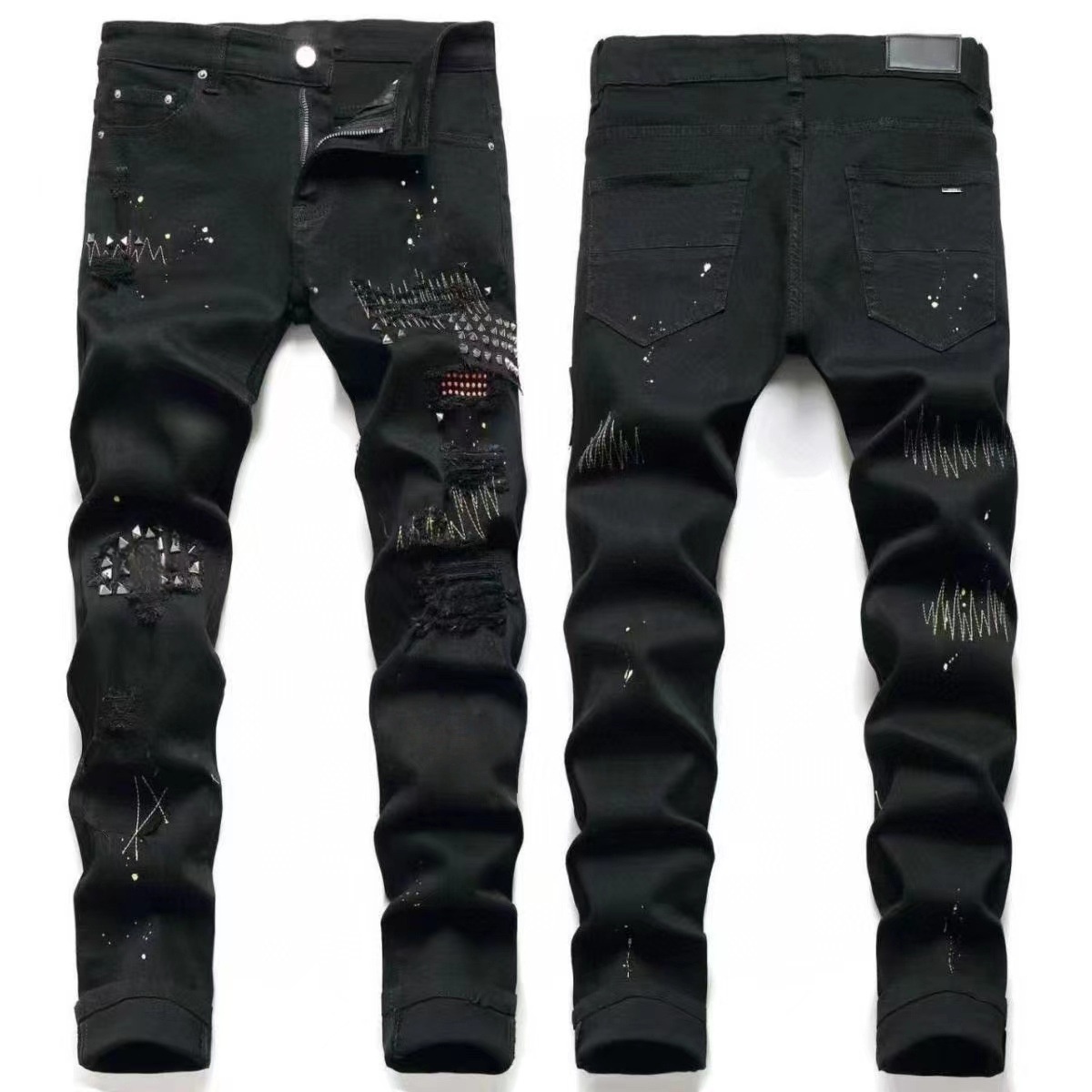 Men's designer jeans quailty Fashion Vintage Pocket Embroidered Baggy High Street Casual Straight Versatile mens jeans brands jeans Trousers