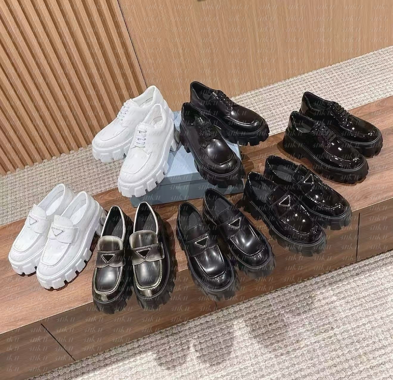 Monolith loafers platfrom shoe designer shoes brushed leather women loafer slip on lady oxford chunky rubber matte lug sole party wedding shoe black sneakers 35-45