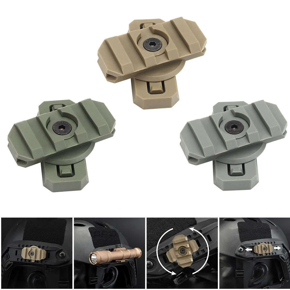 2pcs Tactical Helmet Side Rail Mount Adapter Military 360 Degree Guide Rotation for Airsoft Fast Hunting Accessories 250611