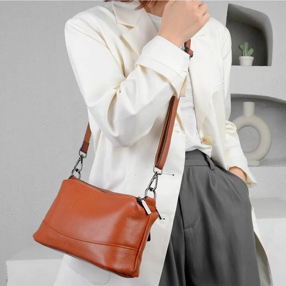 DHSM New Fashion Women Genuine Leather Handbags Women's Designer Female Shoulder Bags Brand Cowhide Ladies Messenger Bag
