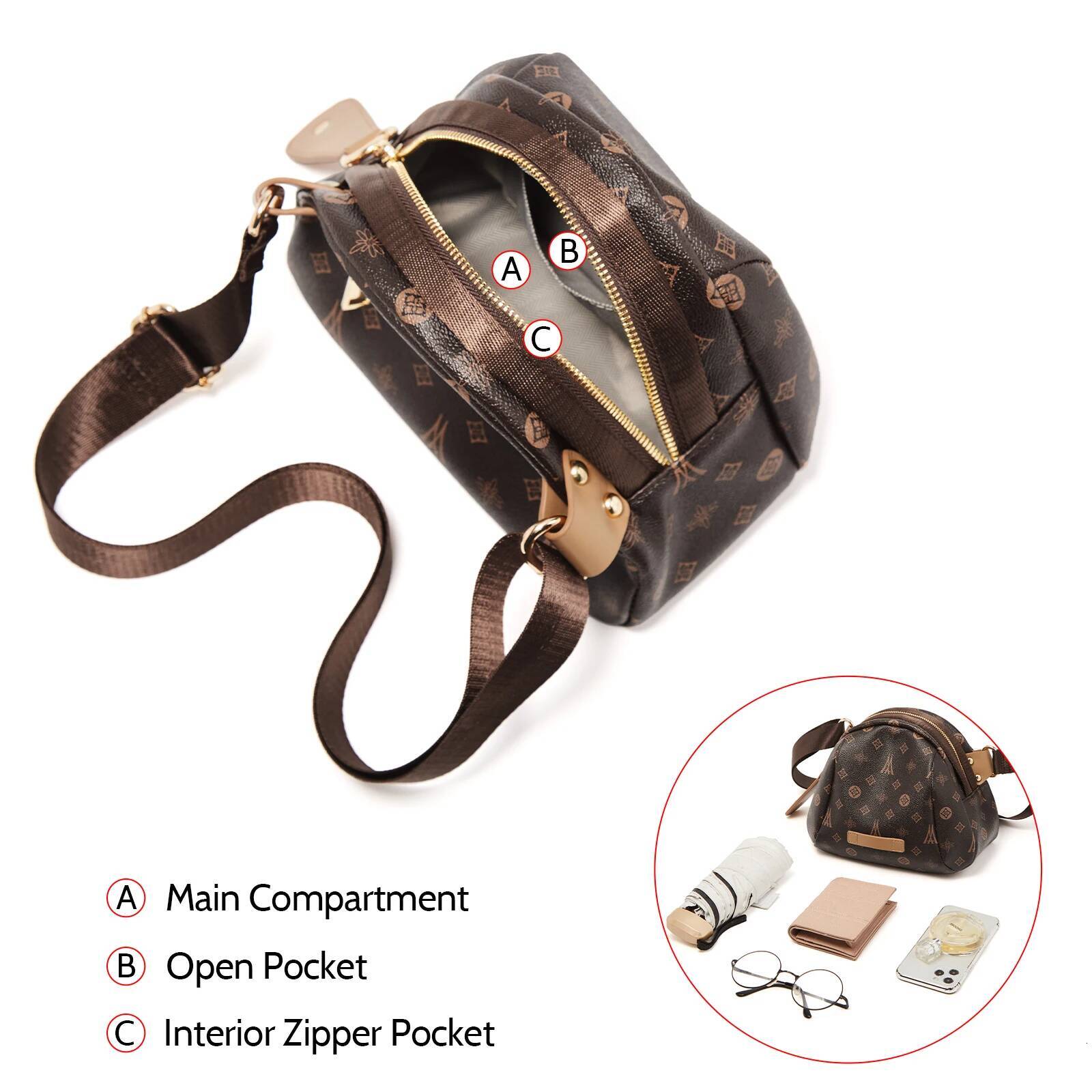 DHGM LAORENTOU PVC Shell Women Crossbody 2025 Fashion Large Casual Girl's Shoulder Purse Travel Bag Gift for Wife,Grilfriend