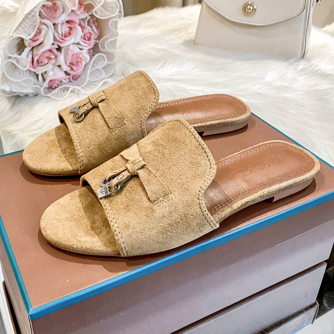 Designer sandaks Summer Charms women's sandals metal slides suede slippers comfortable pendants sandale casual vacation designer women