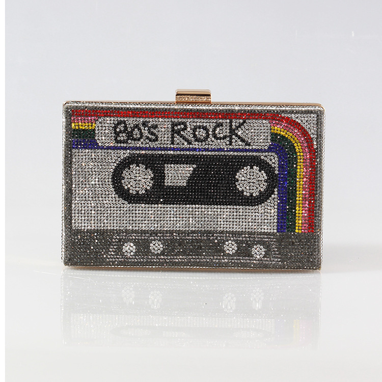 Free Shipping 2025 New Designer Bag High-end Radio Retro Inlaid Diamond Party Women's Handbag Fashionable High-quality Shopping Bag