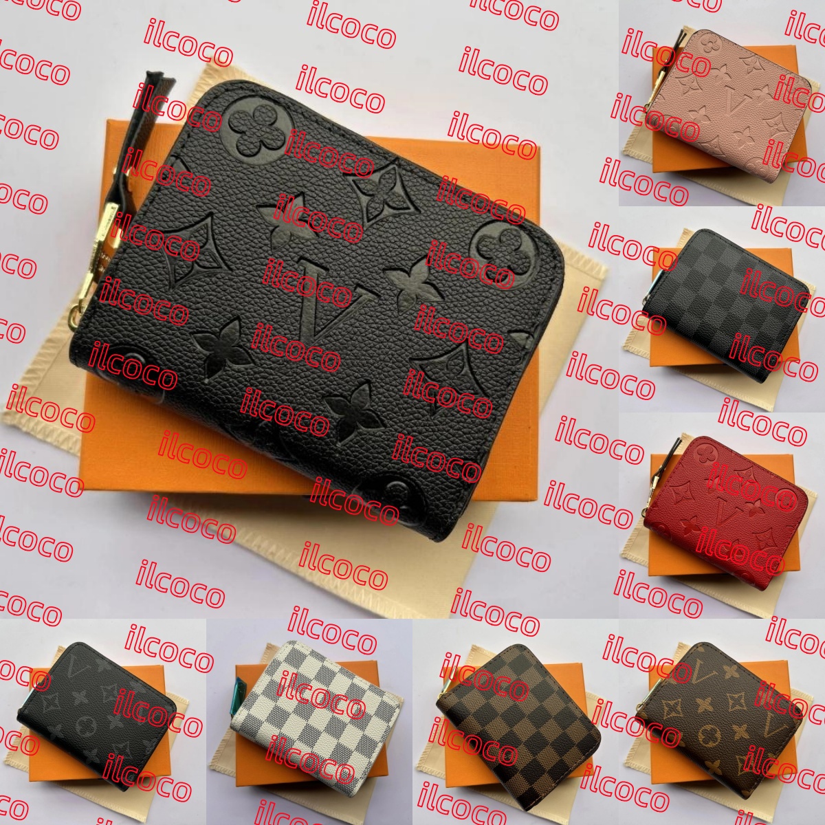 3A Fashion designer wallets luxury womens short purses embossed flower letters credit card holders ladies plaid money clutch bags with box and dustbag high-quality