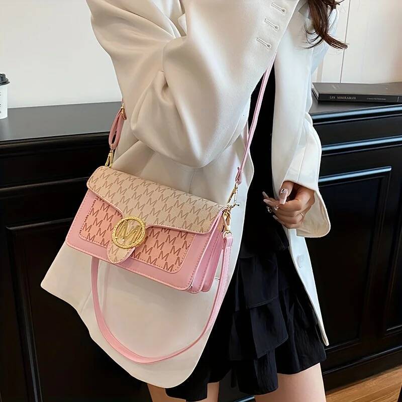 DHGM DHGM Women's Letter Print Small Square Retro Sweet Fashionable Shoulder Crossbody Bag