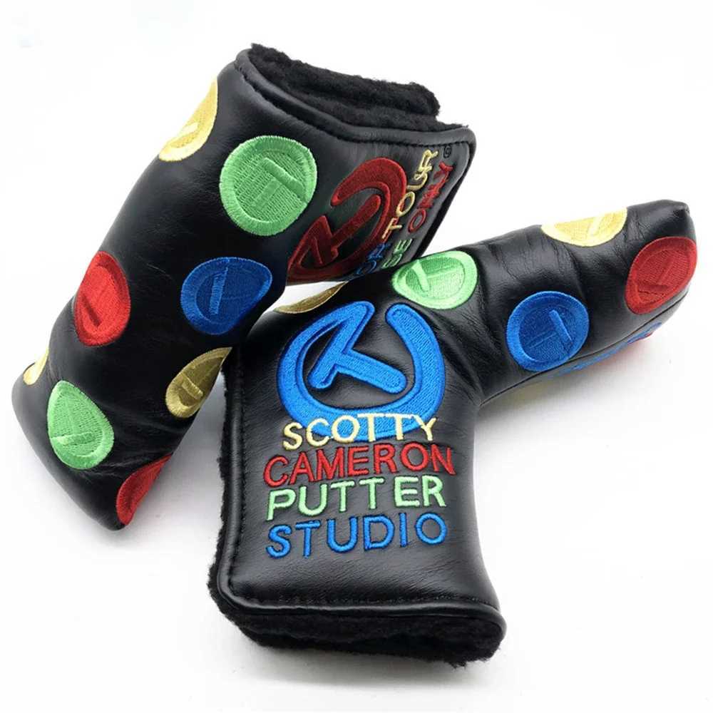 Golf Blade Putter Cover Elegant Embroidery Premium Leather Golf Blade Putter Headcover Putter Head Covers XJ250620