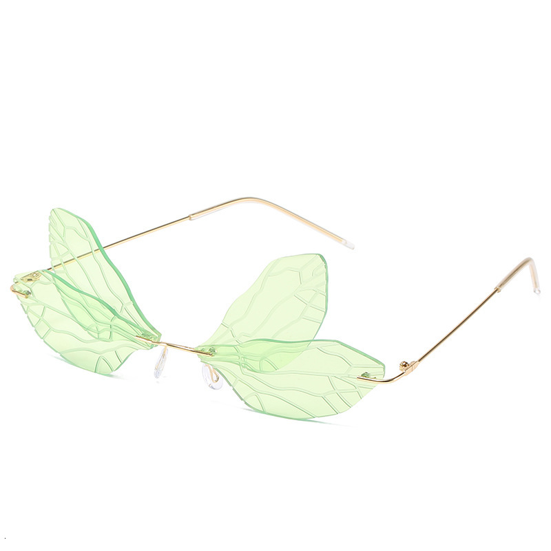 2025 Premium Luxury Steampunk Dragonfly Brass Rimless Sunglasses Gradient Translucent Lenses UV400 for Women Statement Eyewear