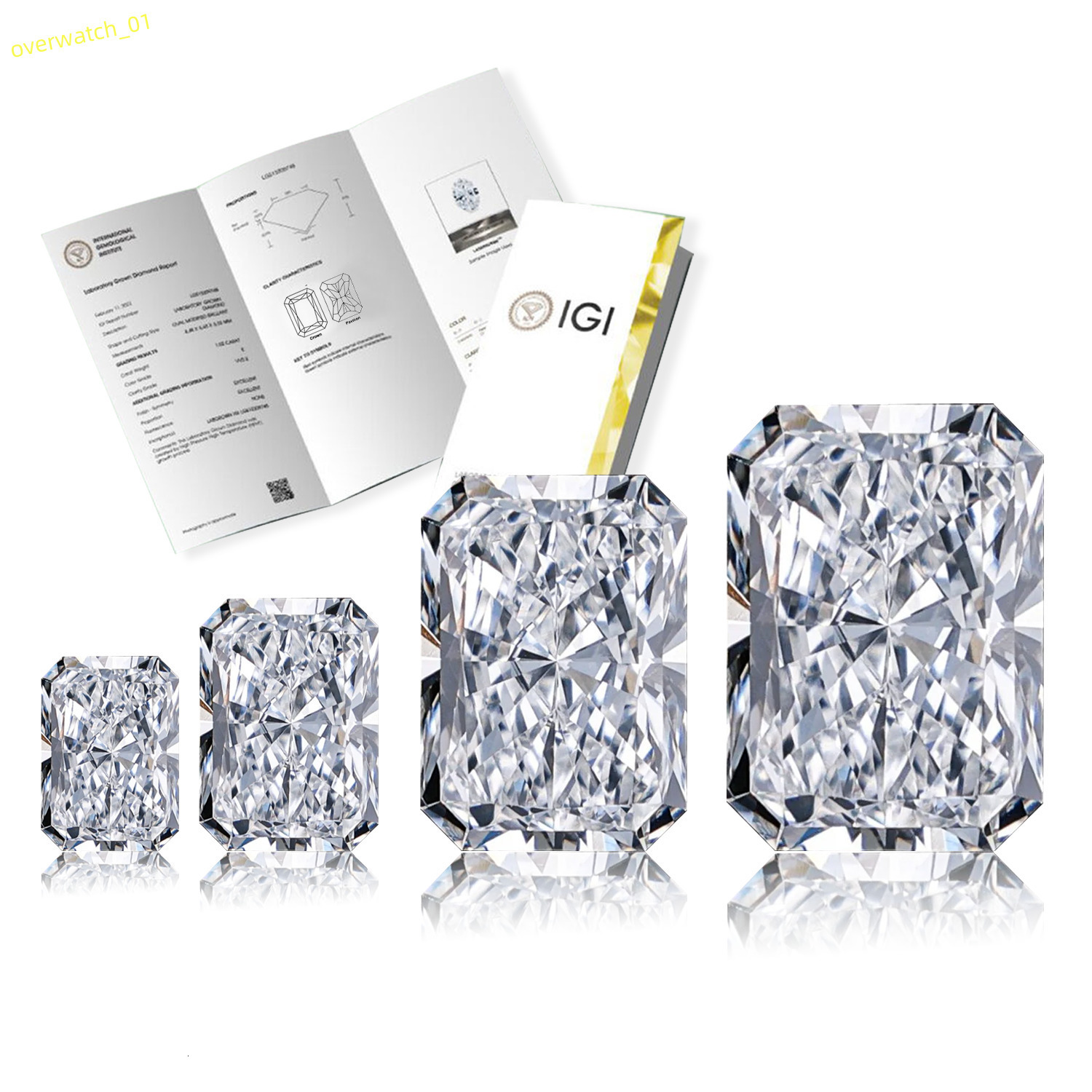 Lab Grown Diamond CVD DEF Color Radiant Cut 1ct-6ct VVS-VS Loose Lab Grown Diamonds with IGI Certificate for Jewelry Making