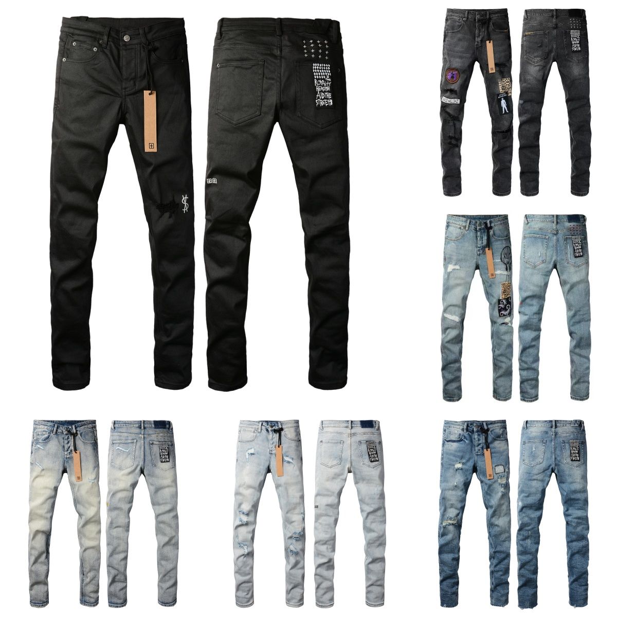 Men's designer skinny jeans casual Ripped Biker Slim Straight men's denim trousers Stacked Retro Straight men pencil jean pants