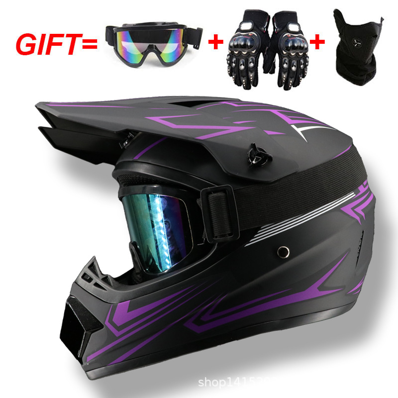 Motorcycle Helmet with Goggles and Gloves for Men and Women - Available in S, M, L, XL Sizes