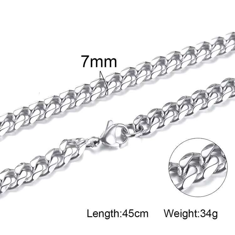 High Quality 3.6/5/7mm Shiny Polished Stainless Steel Cuban Link Chain for Mens Bracelet Necklace Trendy Style Free Poly Bag