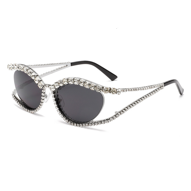 2025 new diamond studded hollow out Y2K cat eye sunglasses ins sunglasses fashionable and personalized womens sunglasses trend