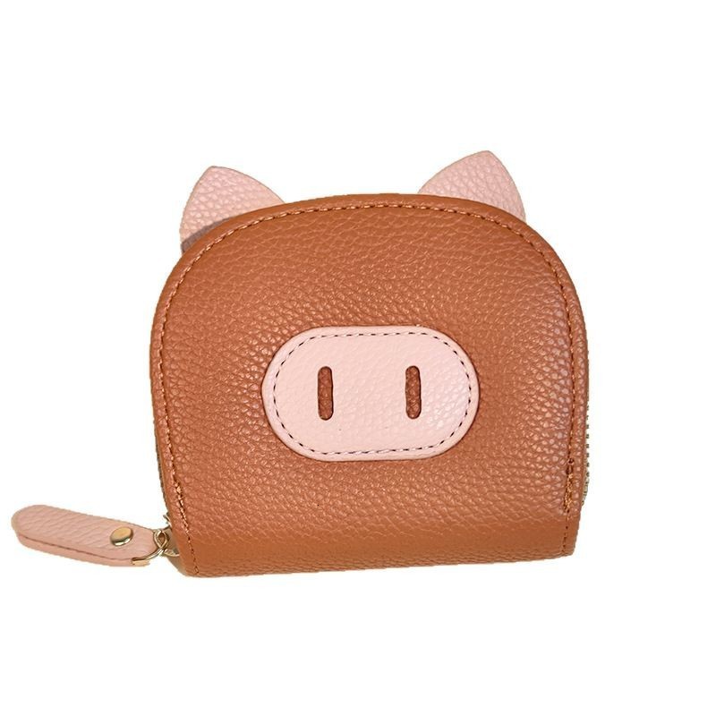 Mini Womens Wallet 2025 New Multi-Card Slot ID Card Holder Cute Cartoon Color-Block Piggy Coin Purse