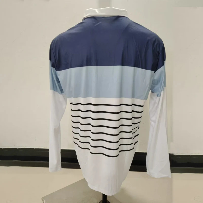 Spring Autumn Men Clothes Long Sleeve Zipper Stripe Polo Shirt Sport Quick Drying Polyester Turndown Collar 250610A