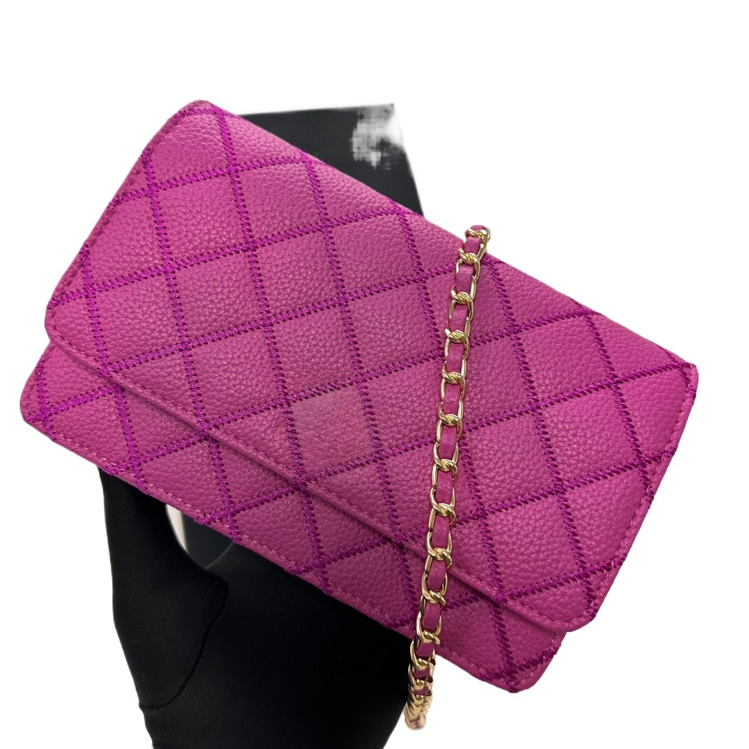 Real Leather Plaid Shoulder Bag Evening Day Clutch With Chain Belt Women Designer Caviar Leather Small Crossbody Bag Fashion Purses And Handbags Party Wallet 3236