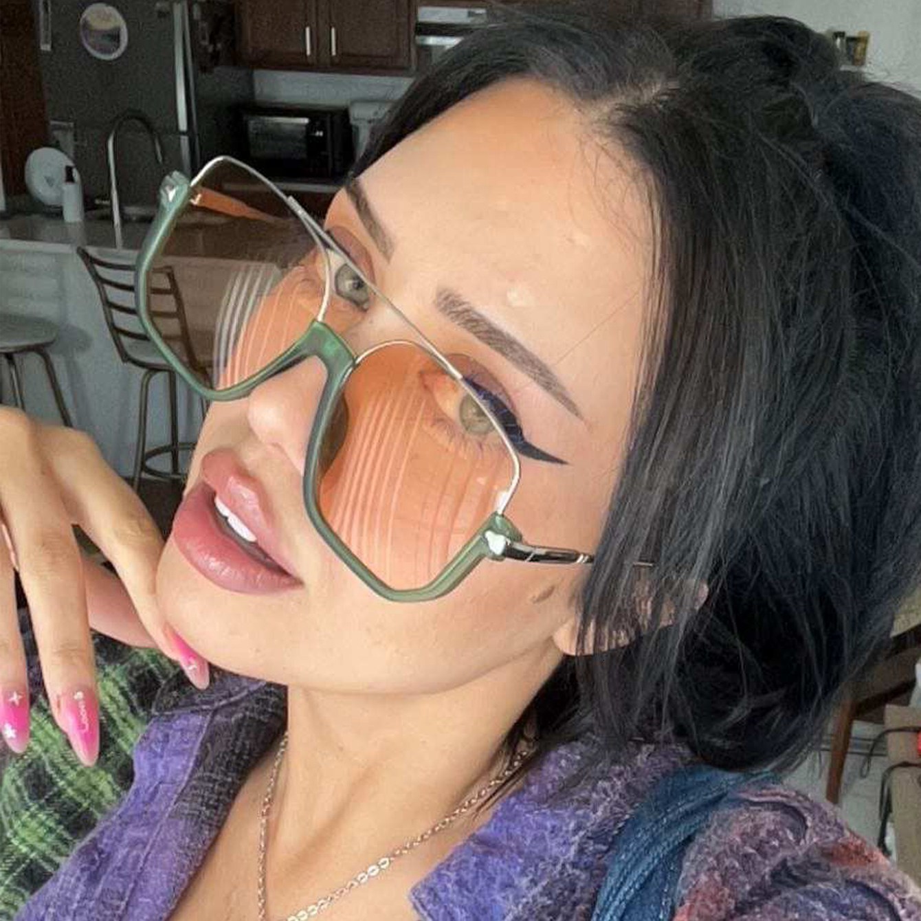 Large Frame Square Brown Sunglasses Flattering for Round Faces Thin Frame Influencer Street Style Versatile UV Protection Luxury Eyewear for Women