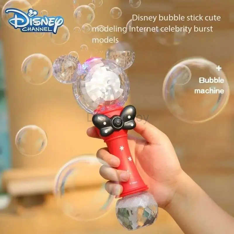DISNEY Miniso Cartoon Mickey Mouse Automatic Blowing Bubble Stick Lighting music Waterproof Toy For Kids Girl toy Gifts Y250620