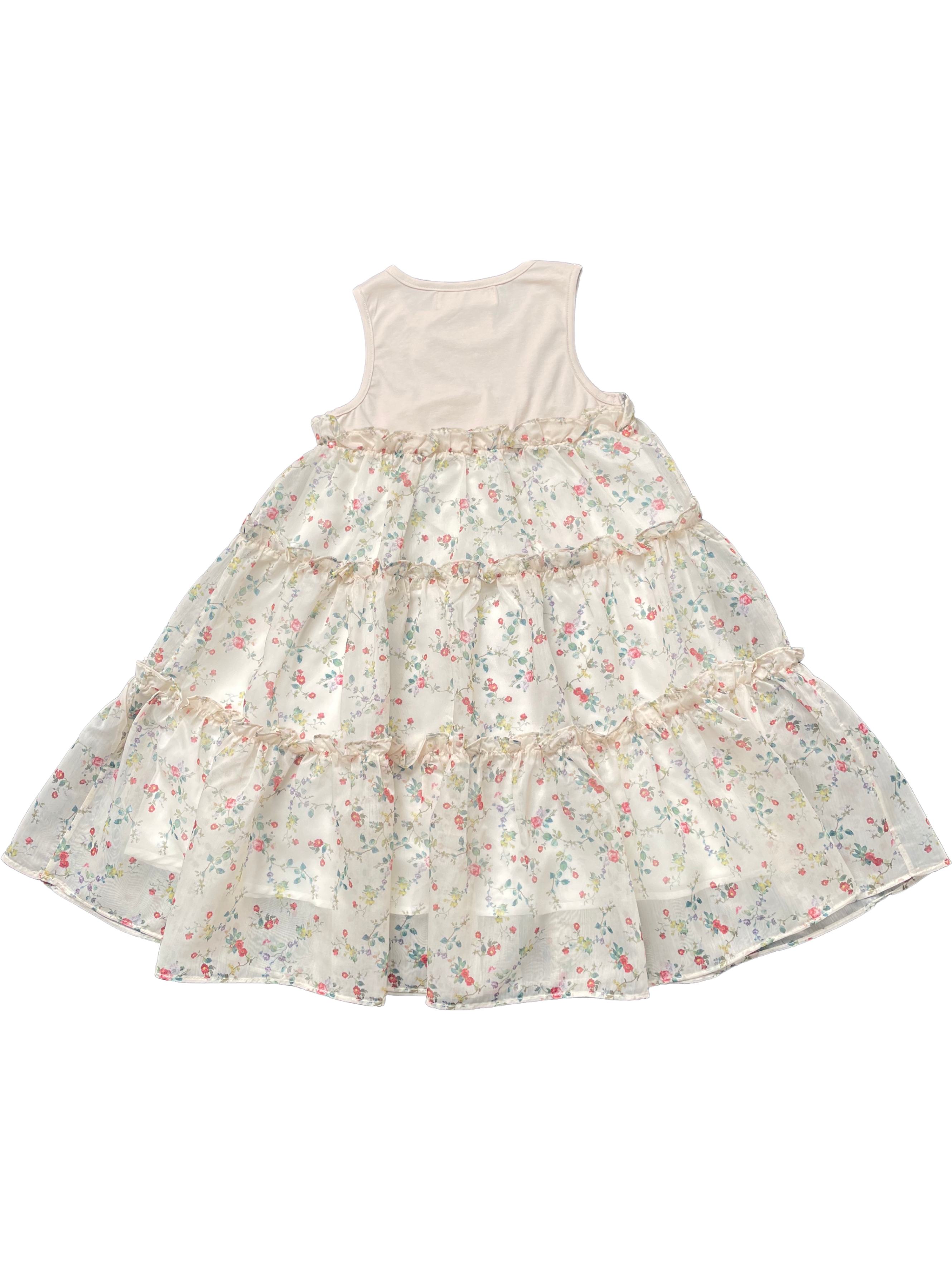 Girls' Knitted Splicing Chiffon Cake Dress Loose daily outerwear dress