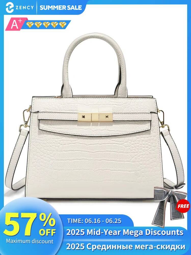 DHGM Zency Ladies Cow Skin Fashion Handbags Genuine Leather Top-handle For Work Designer Texture Crossbody Mom Bag Top