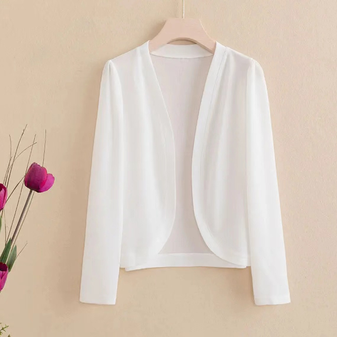 K1083 Summer new style women's long-sleeved solid color ice silk cardigan with shawl to protect against the sun, fashionable and versatile, slim 