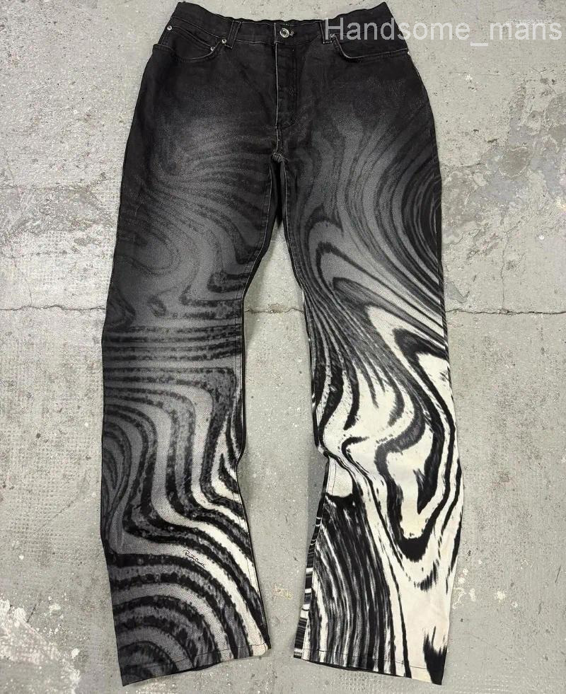 Mens Jeans American Street Fashion Brand Hip-hop Zebra Striped Print Men Y2k Gothpunk Harajuku Retro Oversized Trousers Women