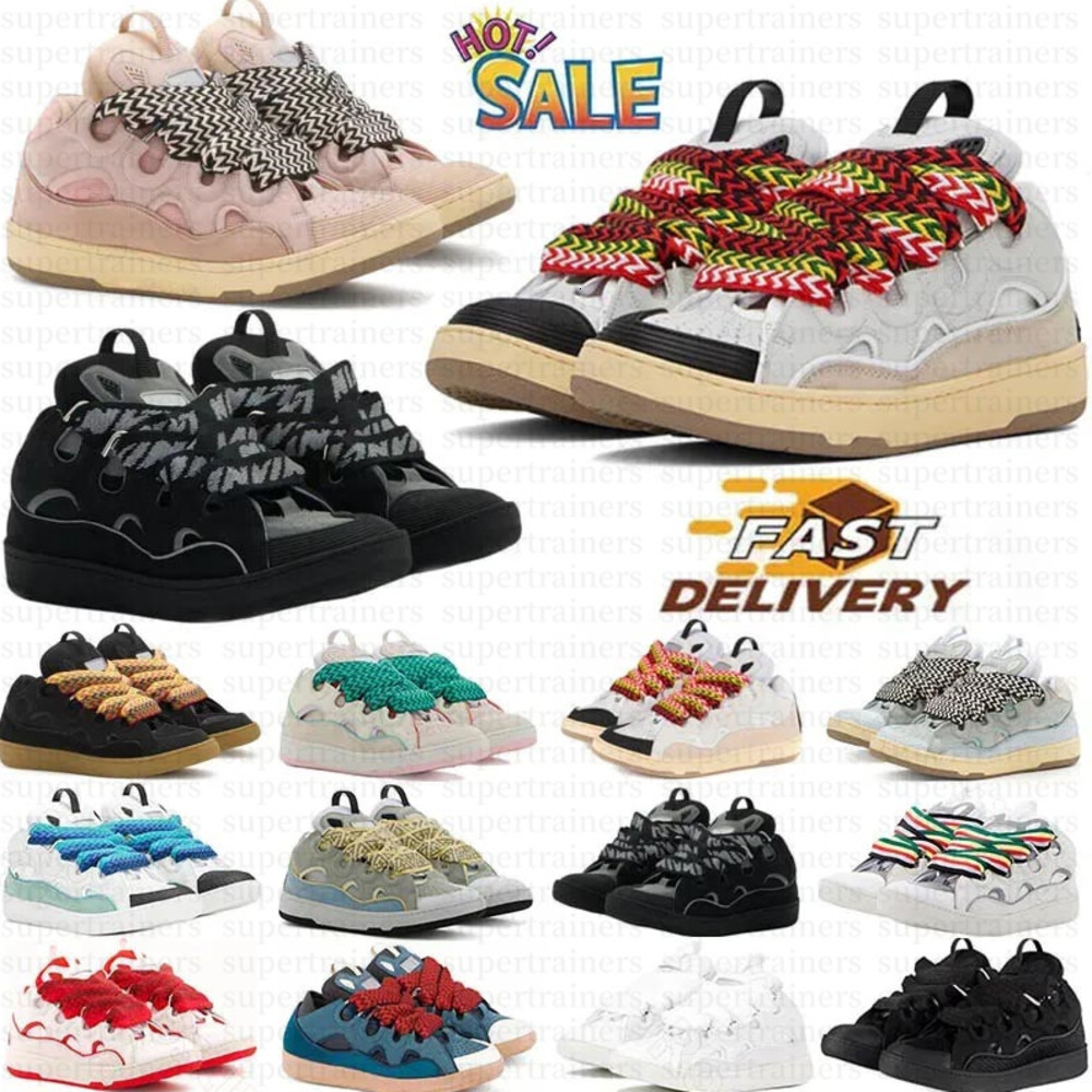 designer Thick tongue curb Sneakers flat leather Curb Shoes high end Mens Womens Sports Trainers embossed Calfskin Rubber Nappa platform sole Shoe size 35-46