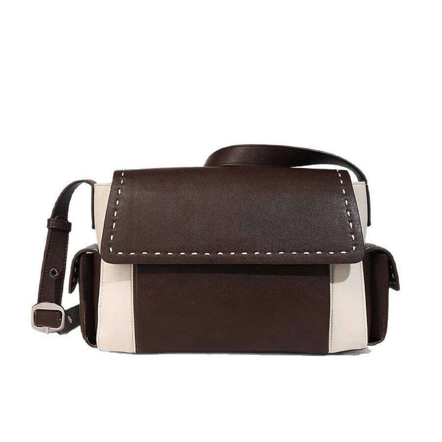 Commuter Handbags Women Patchwork Design Shoulder Crossbody Black Pu Leather Messenger Flap Bags Clutch