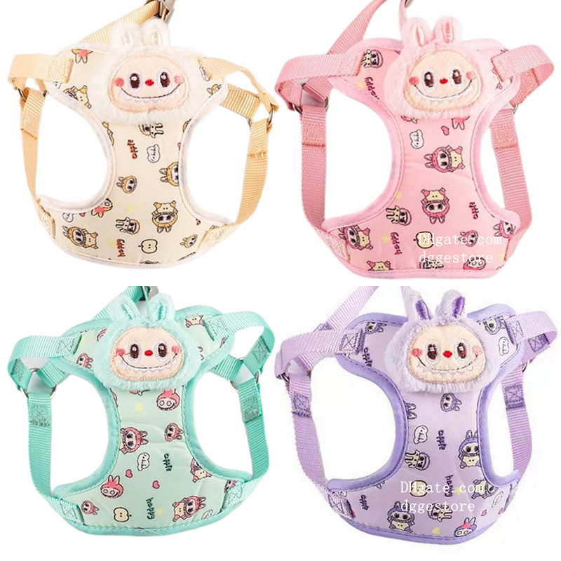 free shipping Labubu Dog Leash Set Step in No Pull Harness for Small Dogs and Cats Outdoor Walking Running, Soft Mesh Padded Harnesses Fashion Pet Acc