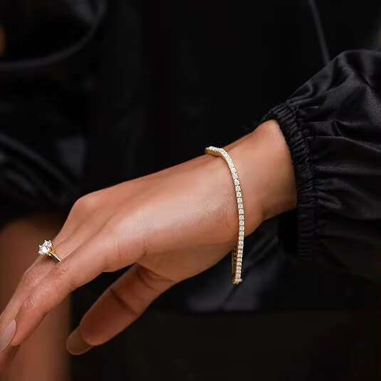 New Design 2mm Tennis Bracelet 925 Sterling Silver Cubic Zirconia Diamond Gold Plated Link Chain for Women Men Fine Jewelry Bulk