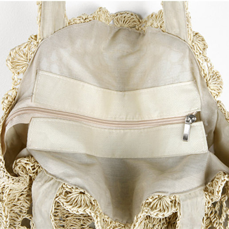 Free Shipping Designer Korean Style Floral Shoulder Bag Round Large Capacity Hollow Woven Bag Versatile Straw Bag Woven Bag Luxury bag Vacation Beach 