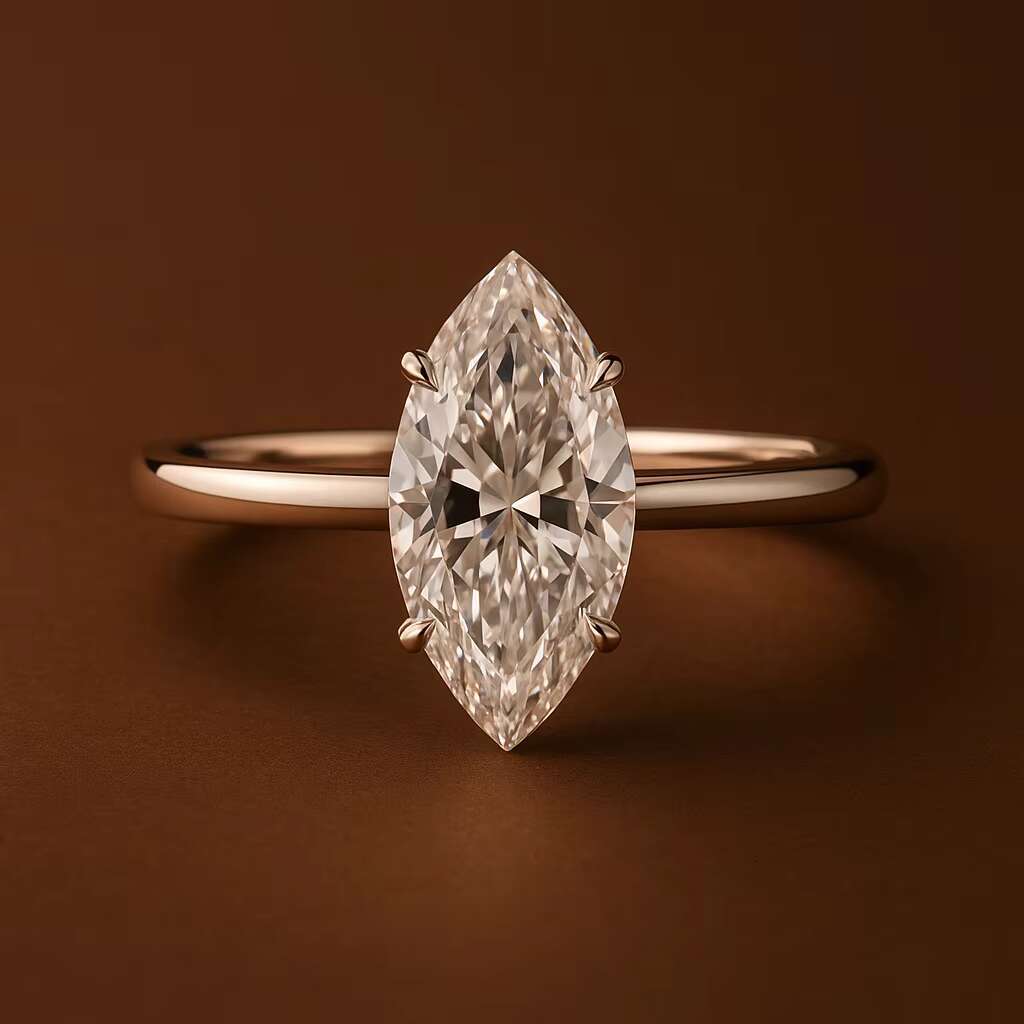 Original Marquise Cut Moissanite Engagement Ring 10k Yellow Gold Wedding Ring 0.80 Ct White Marquise Solitaire Moissanite Ring