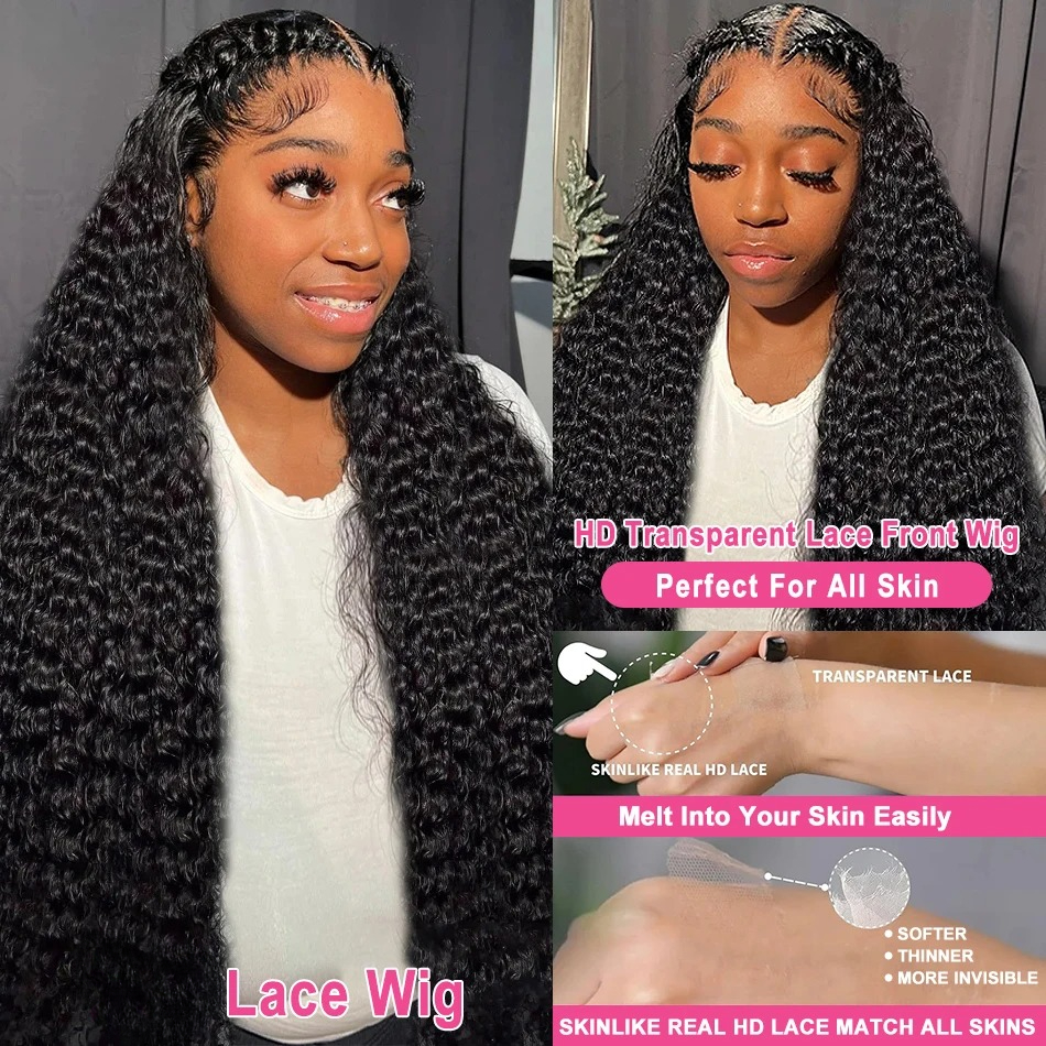 30 40 Inch Water Wave Curly Lace Front Wigs 13x4 HD 360 Full Lace Wig Deep Wave Lace Frontal Wig Glueless Human Hair Wigs For Women Synthetic