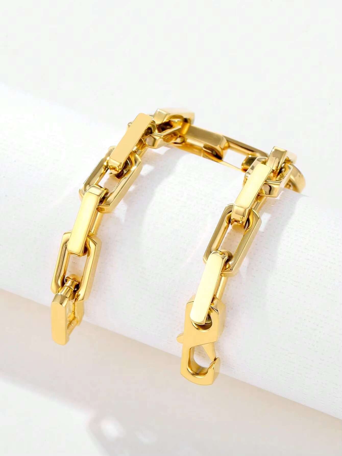 Fashion Stainless Steel Hip Hop Jewelry 18k Gold Cuban Chain Necklace Bracelet Cuban Chain Gold Bracelet