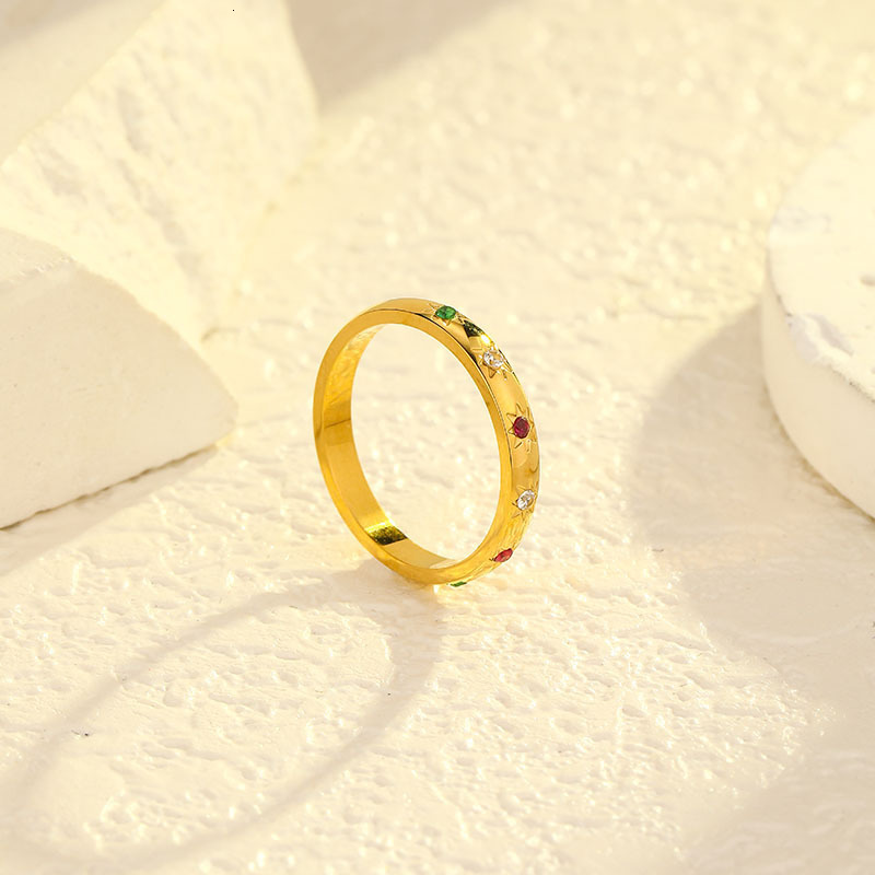 Wedding Rings Retro French colored zircon steel ring simple summer ring for women Silver Ring 230808