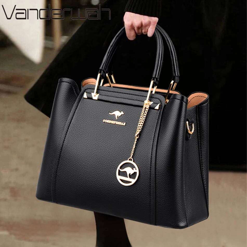 DHSM 2024 Women Designer 3 Layers Shoulder Crossbody Sac Ladies Large Capacity Leather Handbags Shopper Brand Messenger Totes