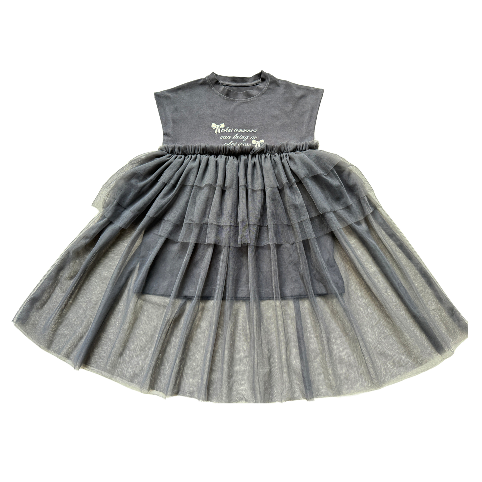 Girls' Knitted Splicing Mesh Dress Printed Dress Daily casual dress