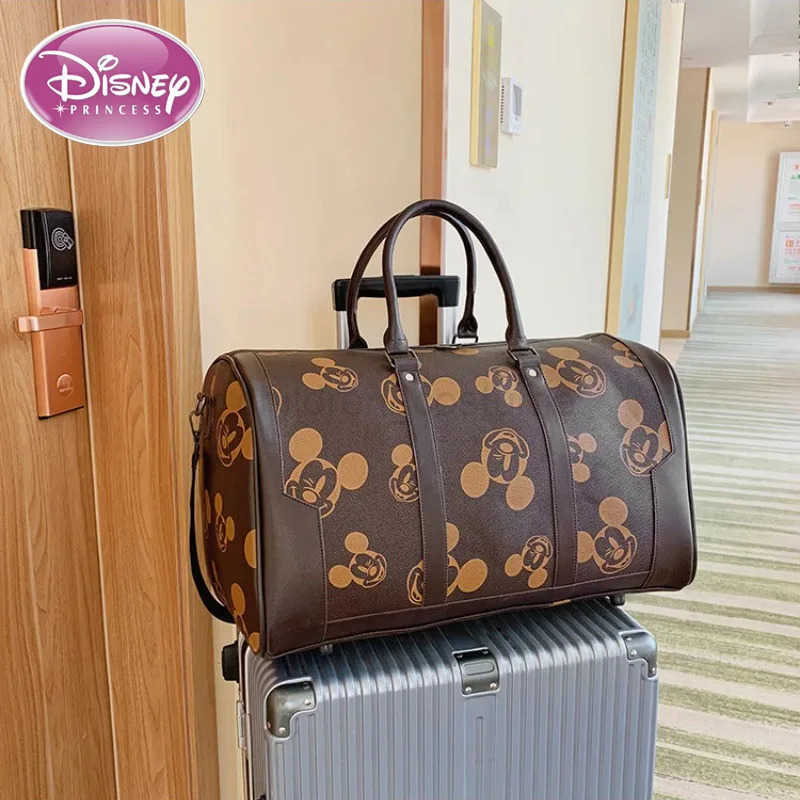 Disney New Mickey Luggage Bag PU Plaid Travel Bag Portable Baby Storage Waterproof Leisure Travel Large Capacity Travel Bag W250620