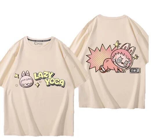 Dongdumaoyi Labubu Peripheral Short Sleeved Men And Women 2024 New Summer Pure Cotton Cute Versatile Casual T-Shirt Clothes Jackets