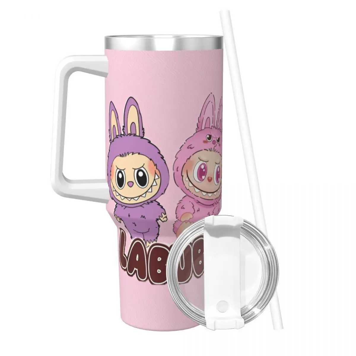Stainless Steel Tumbler L-Labubu gs Cup With Straws Nozzle Travel Hot Drinks Water Bottle Insulated 40oz Thermal Cups W250618