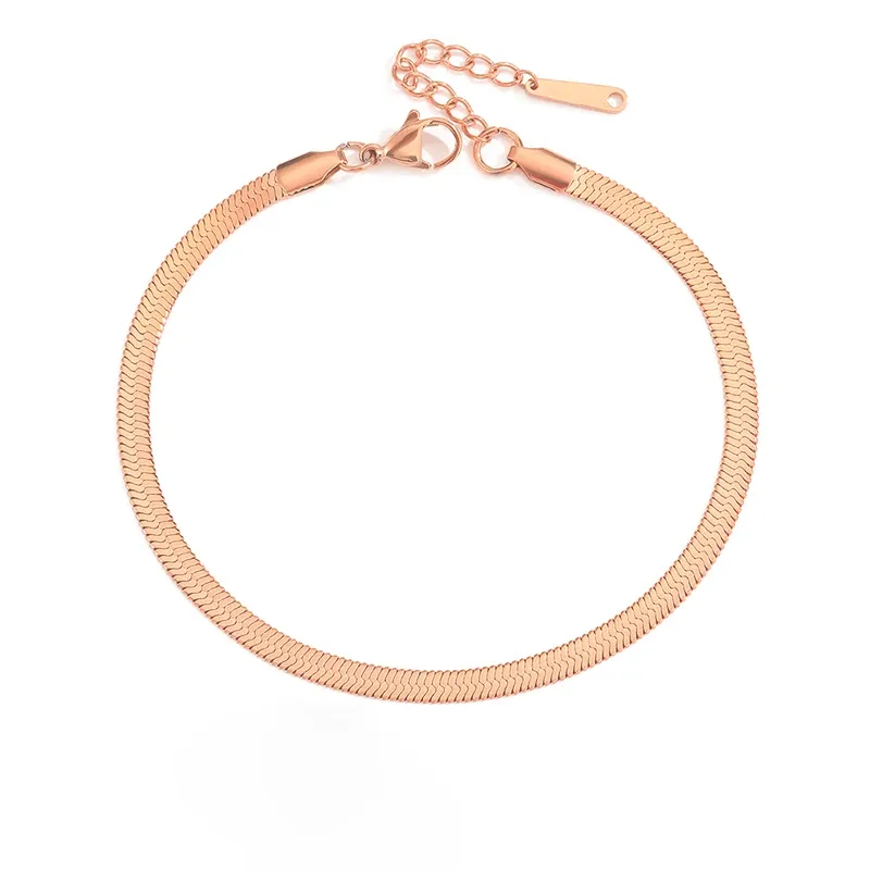 Womens Solid Gold Ankle Bracelet - Durable Snakeskin Patterned Anklet for Summers