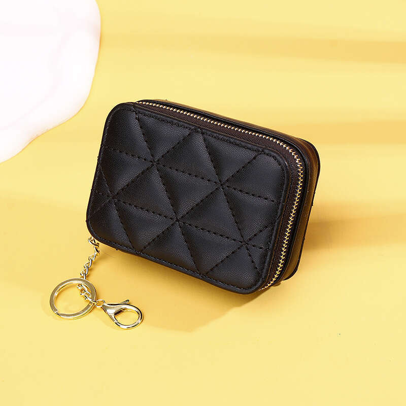 New Style Mirror Lipstick Mini Quilted Exquisite Portable Keychain Makeup Small Bag Coin Purse