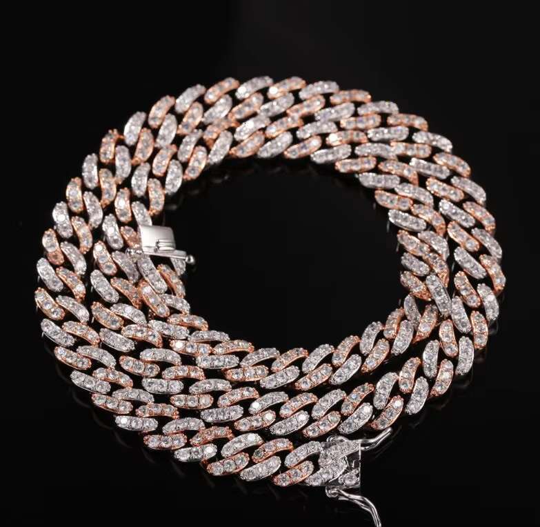 Hip Hop Moissanite Cuban Chain Gold Cuban Link Chain Rose Gold Cuban Chain for Men