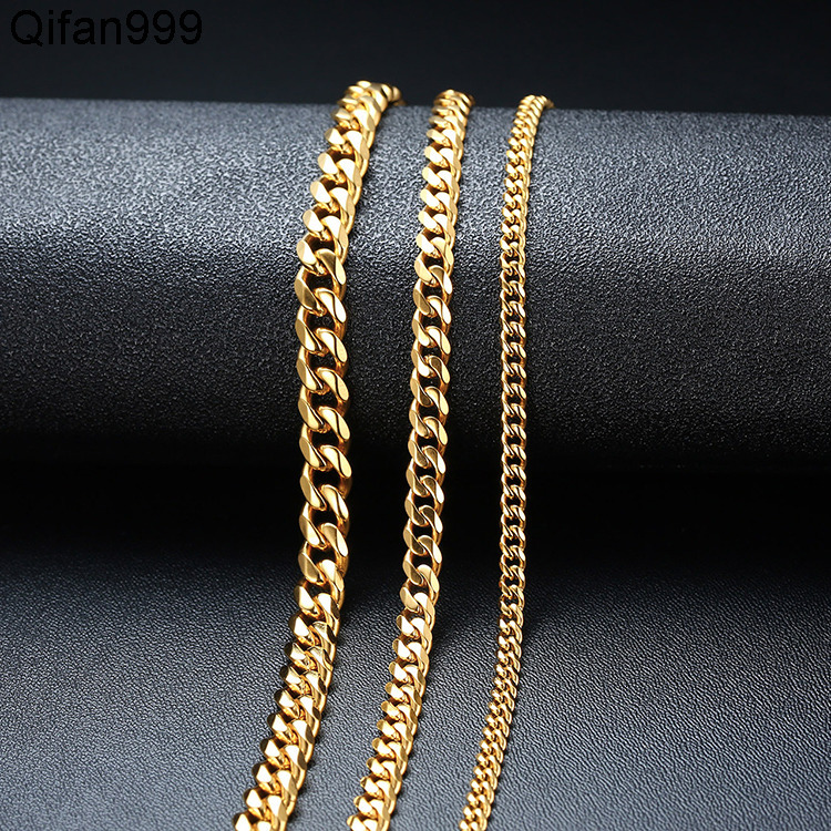 High Quality 3.6/5/7mm Shiny Polished Stainless Steel Cuban Link Chain for Mens Bracelet Necklace Trendy Style Free Poly Bag
