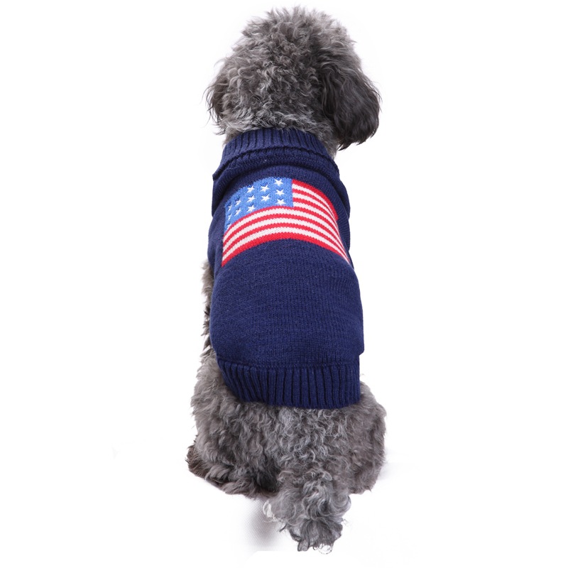 Dog Knitted Sweater USA National Flag Dog Sweater Puppy Sweater Warm Soft Pet Holiday Clothes for Small Medium Cats and Dogs, Large Dog XXL A592
