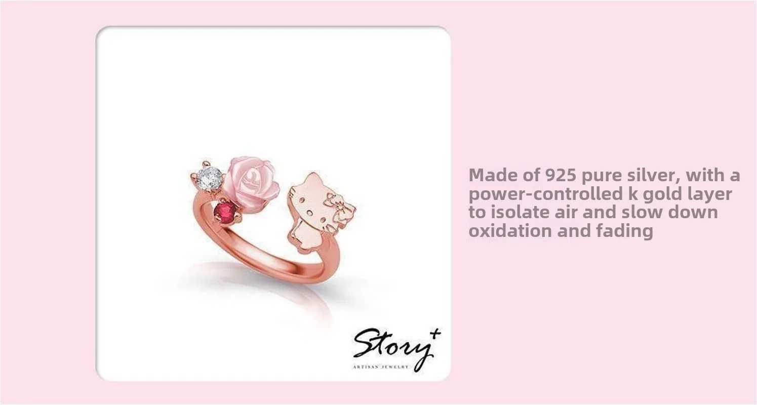 Sanrio Cartoon Character Hello Kitty Mymelody Ring Kawaii High-end Opening Rose Gold Rings Versatile Cute Girla Birthday Presentw250620