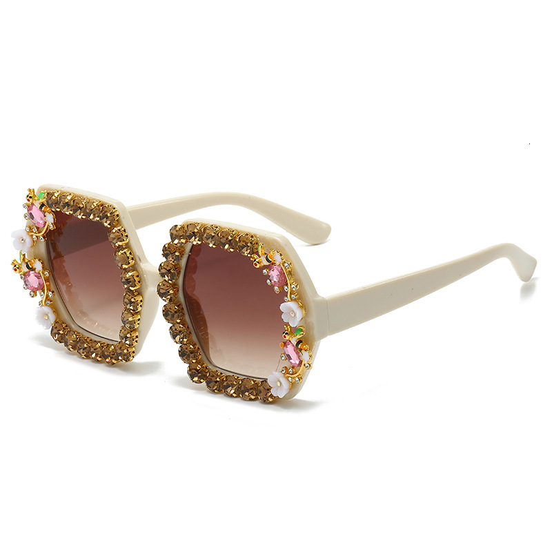 Fashion Sunglasses for Men and Women Personality Diamond-Encrusted Square Frame Sunglasses Internet Celebrity Street Style Live Streaming Glasses