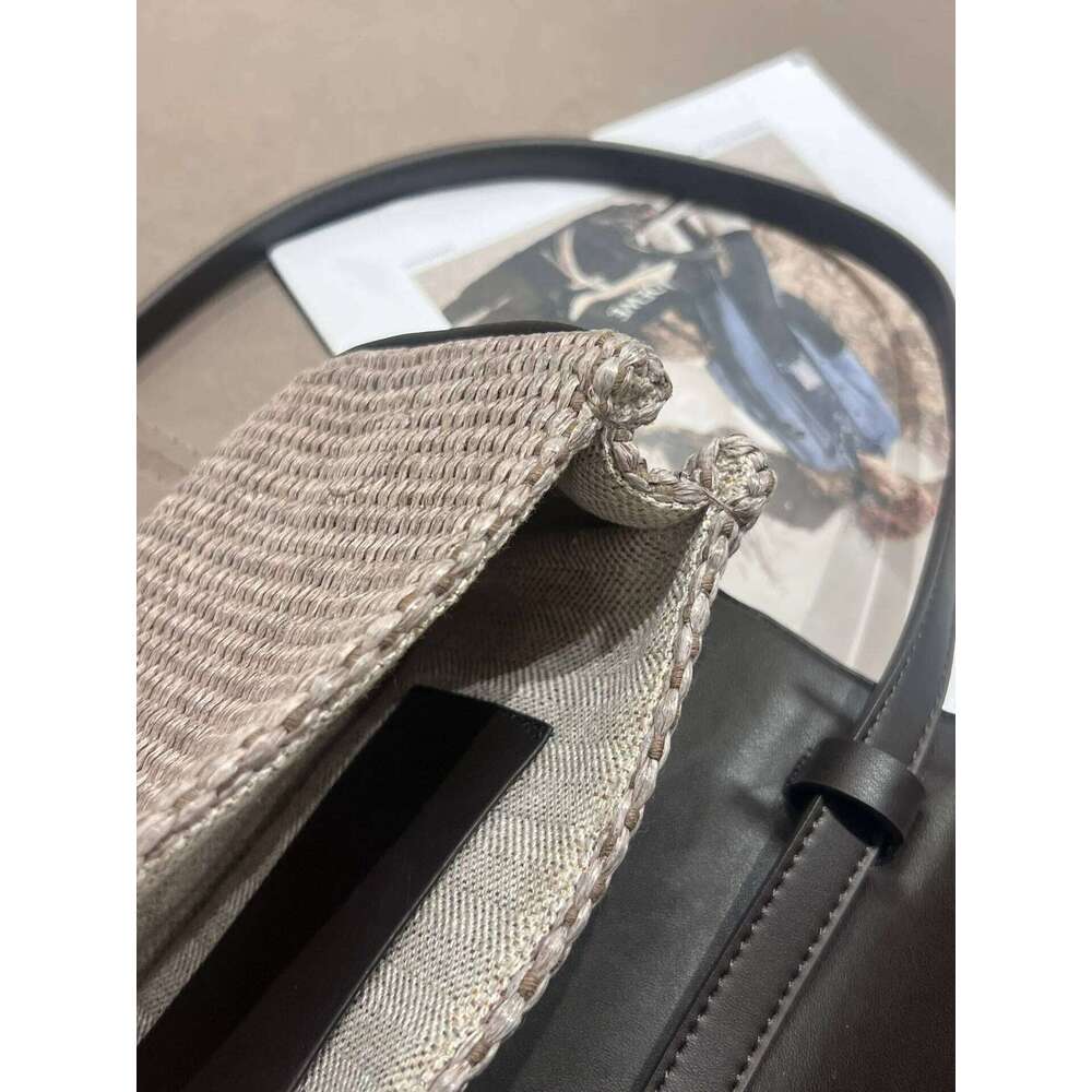 Spring Summer Casual Natural Straw Leather Shoulder Strap Bag